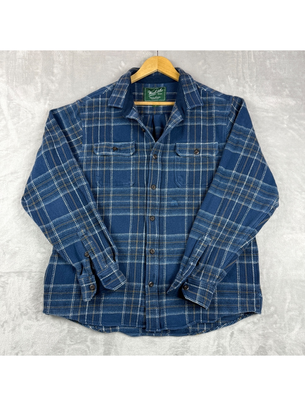 Woolrich The Green Label Collection Blue Plaid Button Front Lined Shirt Jacket L